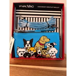 Marc Tetro Blue Dog Crossbody Wristlet Wallet New in Box